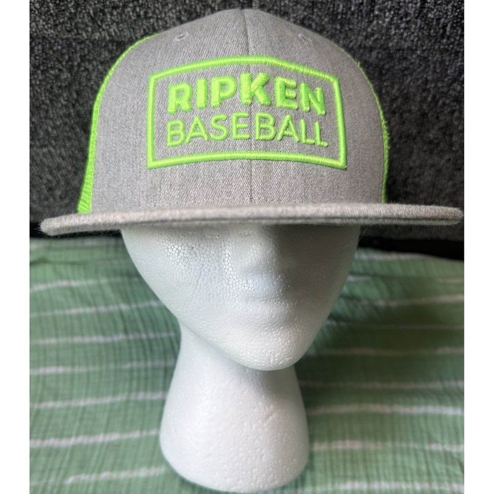 RIPKEN BASEBALL Hat Gray and Neon Green Mesh Snapback Cap Domeheadwear